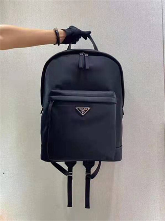 Pra*a re-nylon and leather backpack black 2vz071