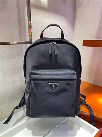 Pra*a re-nylon and leather backpack black 2vz071