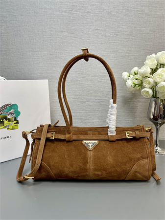 Pra*a medium suede handbag  brown 1ba426