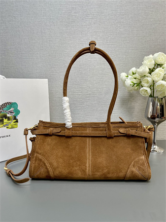 Pra*a medium suede handbag  brown 1ba426