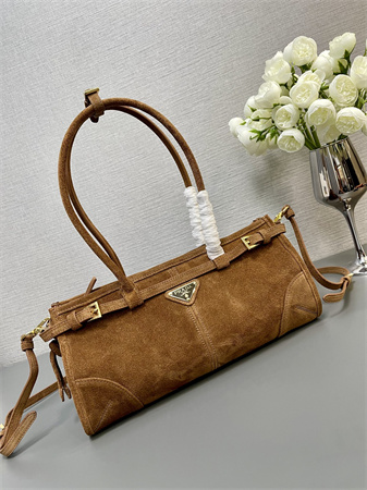 Pra*a medium suede handbag  brown 1ba426