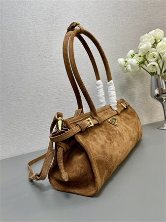 Pra*a medium suede handbag  brown 1ba426