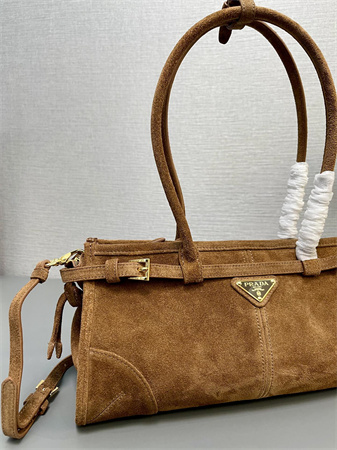 Pra*a medium suede handbag  brown 1ba426