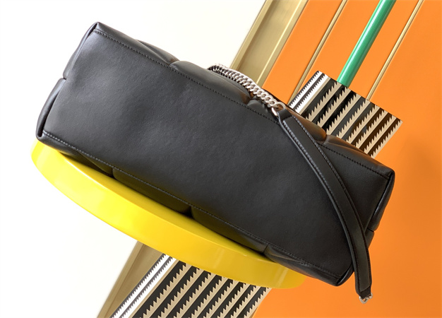 Y.S.L PUFFER MEDIUM In Nappa Lambskin Silver Tone Metal Black Color