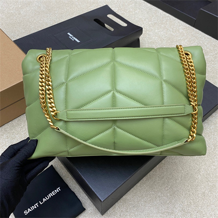 Y.S.L PUFFER MEDIUM In Nappa Lambskin Gold Tone Metal Avocado Green Color