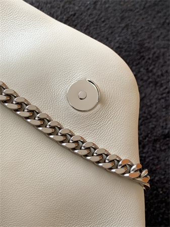 Y.S.L TOY PUFFER In Nappa Lambskin Silver Tone Metal White Color