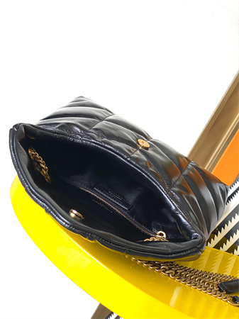 Y.S.L TOY PUFFER In Shinny Calfskin Gold Tone Metal Black