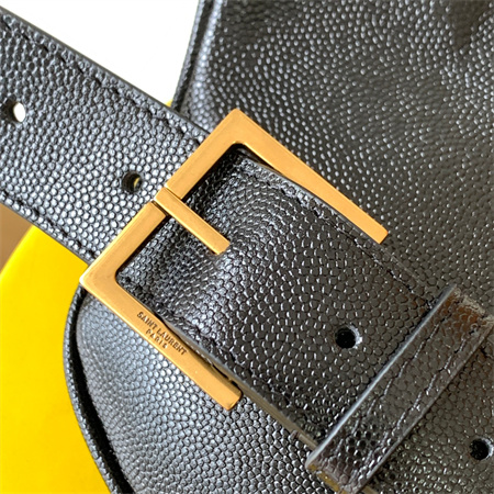 Y.S.L MONOGRAM BELT BAG IN Black Leather Gold Tone Hardware