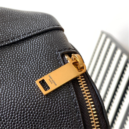 Y.S.L MONOGRAM BELT BAG IN Black Leather Gold Tone Hardware