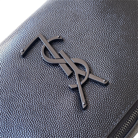 Y.S.L MONOGRAM BELT BAG IN Black Leather Black Tone Hardware