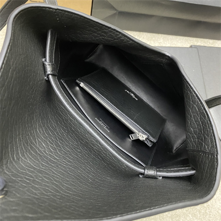 Y.S.L CASSANDRE Envelope Messenger In Grained Lambskin Black