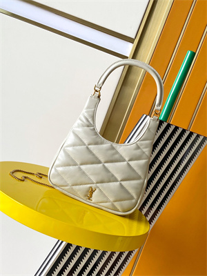 Y.S.L Sade HOBO BAG In Quilted Lambskin White