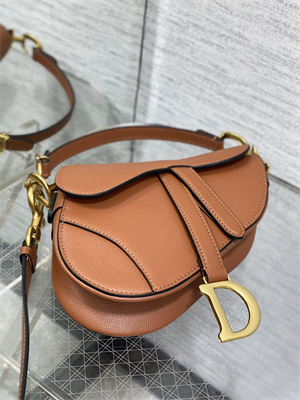 CD Mini Saddle Bag Grained Calfskin Caramel Color