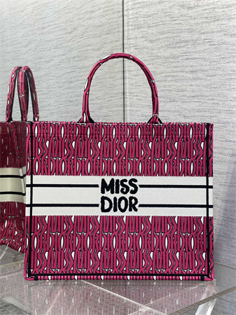 cd miss D*or large book tote allover emb fuchsia