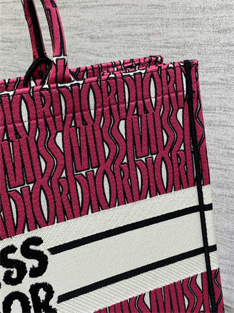 cd miss D*or large book tote allover emb fuchsia