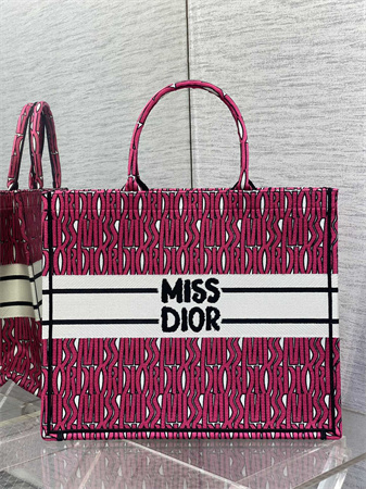 cd miss D*or large book tote allover emb fuchsia