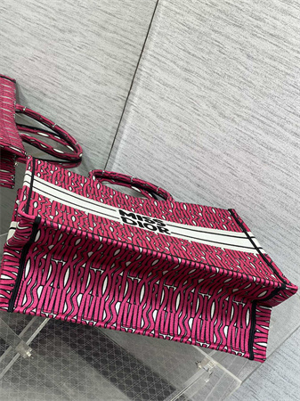cd miss D*or large book tote allover emb fuchsia