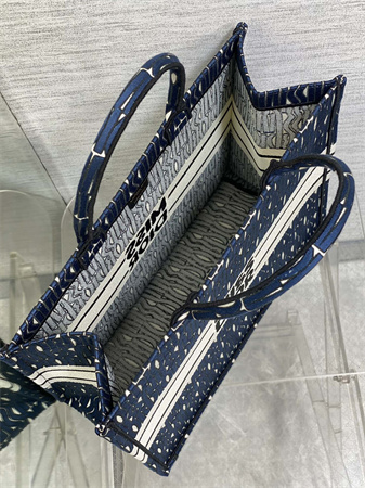 cd miss D*or large book tote allover emb navy blue