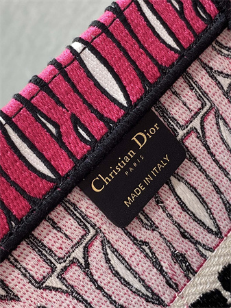 cd miss D*or medium book tote allover emb fuchsia