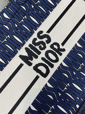 cd miss D*or medium book tote allover emb navy blue