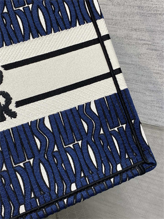 cd miss D*or medium book tote allover emb navy blue