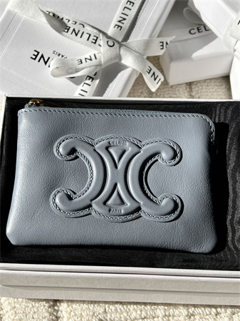 Ce**e triomphe coin purse smooth calfskin blue