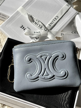 Ce**e triomphe coin purse smooth calfskin blue