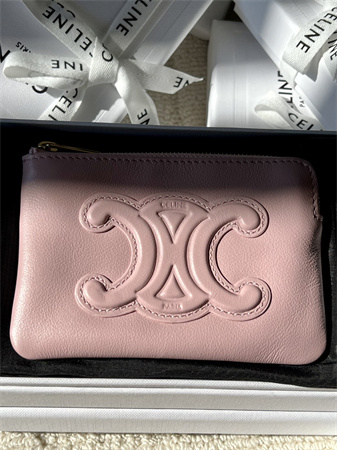 Ce**e triomphe coin purse smooth calfskin pink