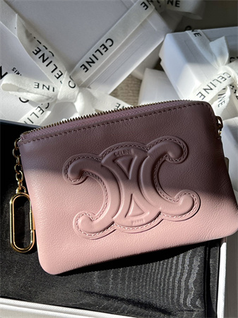 Ce**e triomphe coin purse smooth calfskin pink