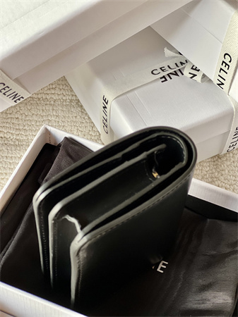 Ce**e triomphe compact wallet in shiny calfskin black