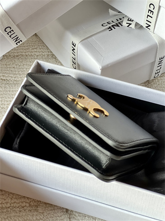 Ce**e triomphe compact wallet in shiny calfskin black