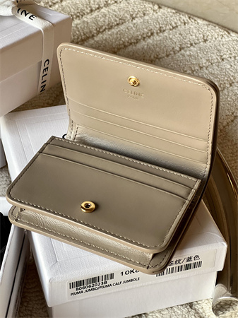 Ce**e triomphe compact wallet in shiny calfskin grey