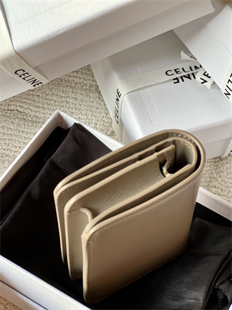 Ce**e triomphe compact wallet in shiny calfskin grey