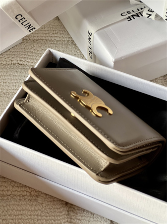 Ce**e triomphe compact wallet in shiny calfskin grey