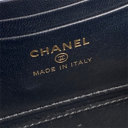 Ch*el trendy cc vanity case lambskin gold tone metal black ap1472