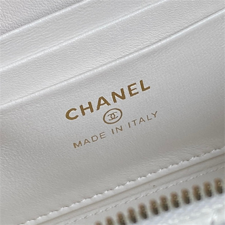 Ch*el trendy cc vanity case lambskin gold tone metal white ap1472