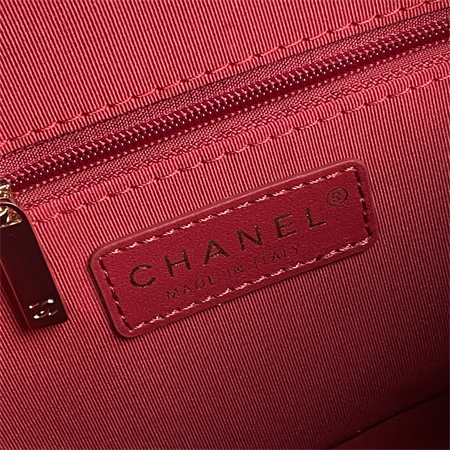 Ch*el small tote woolen fabric gold tone metal red as5130