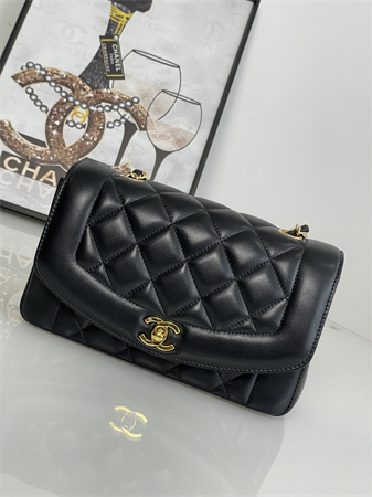 Ch*el vintage flap bag lambskin gold tone metal black a2221