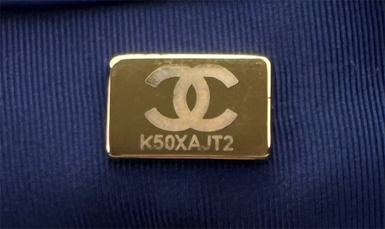 Ch*el 19 bag tweed gold tone blue as1160