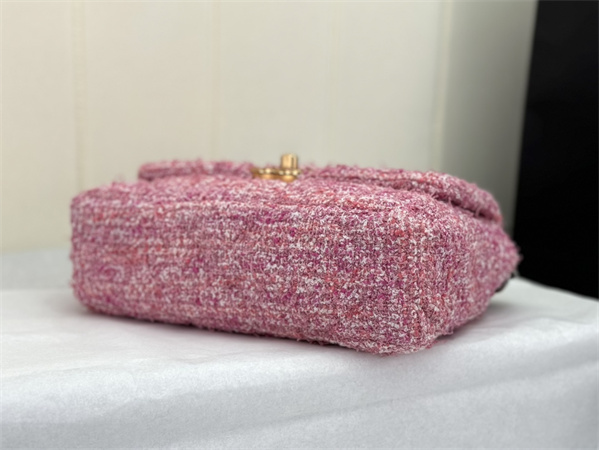 Ch*el 19 bag tweed gold tone pink as1160