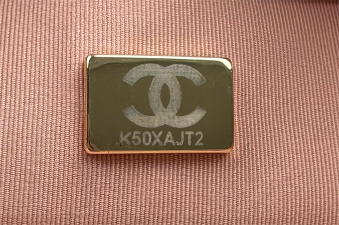 Ch*el 19 bag tweed gold tone pink as1160