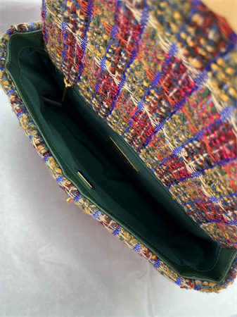Ch*el 19 bag tweed gold tone multicolor as1160