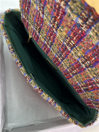 large Ch*el 19 bag tweed gold tone multicolor as1161