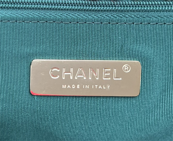 large Ch*el 19 bag tweed gold tone multicolor as1161