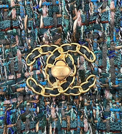 large Ch*el 19 bag tweed gold tone multicolor as1161