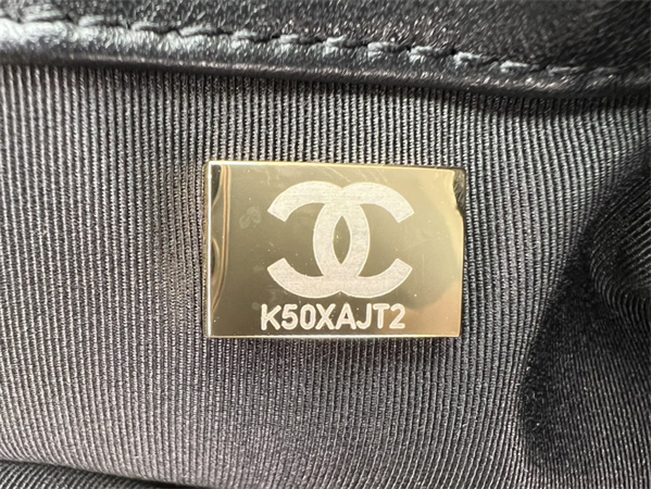 large Ch*el 19 bag tweed gold tone black/white as1161