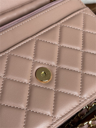 Ch*el wallet on chain lambskin gold tone metal pink ap0250
