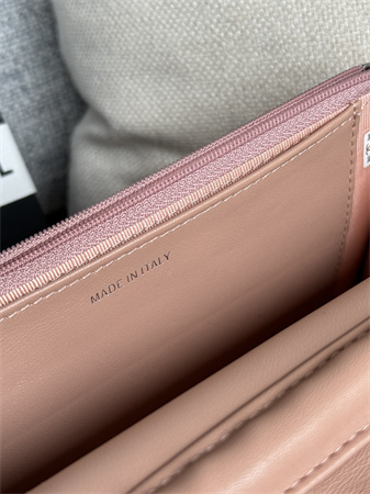 Ch*el wallet on chain lambskin silver tone metal pink ap0250