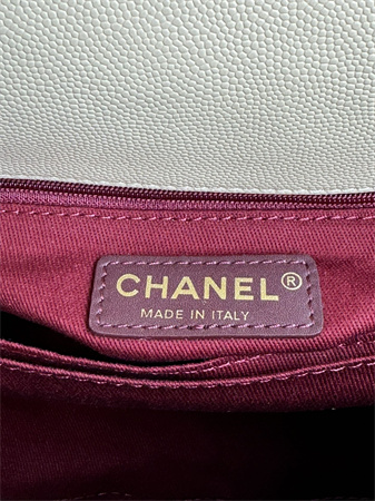 Ch*el small coco handle bag grained calfskin lt gold metal beige a92990