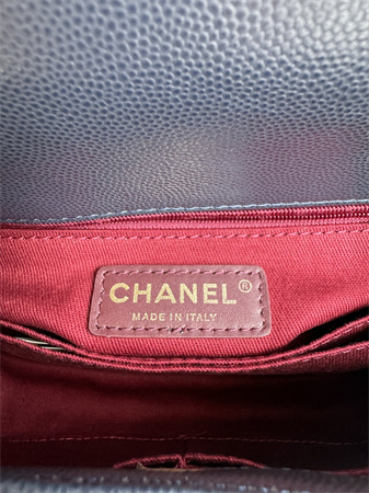 Ch*el small coco handle bag grained calfskin lt gold metal black a92990